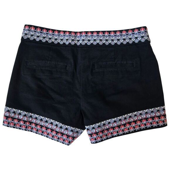 LOFT Black Embroidered Shorts Size 00 NWT Boho Floral Trim - Picture 2 of 11